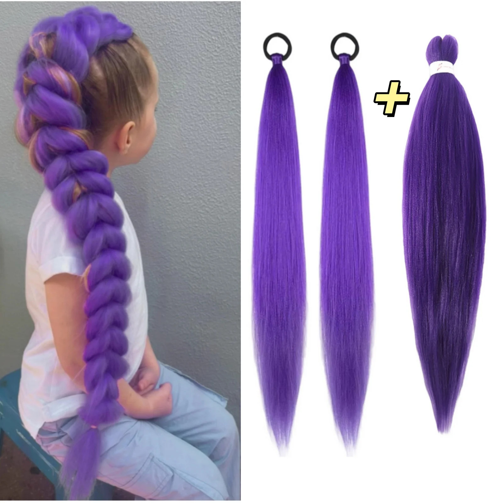Purple Hair Extensions for Braids, Purple Braiding Hair Pre Stretched, Long Colored Extensions fo... | Walmart (US)