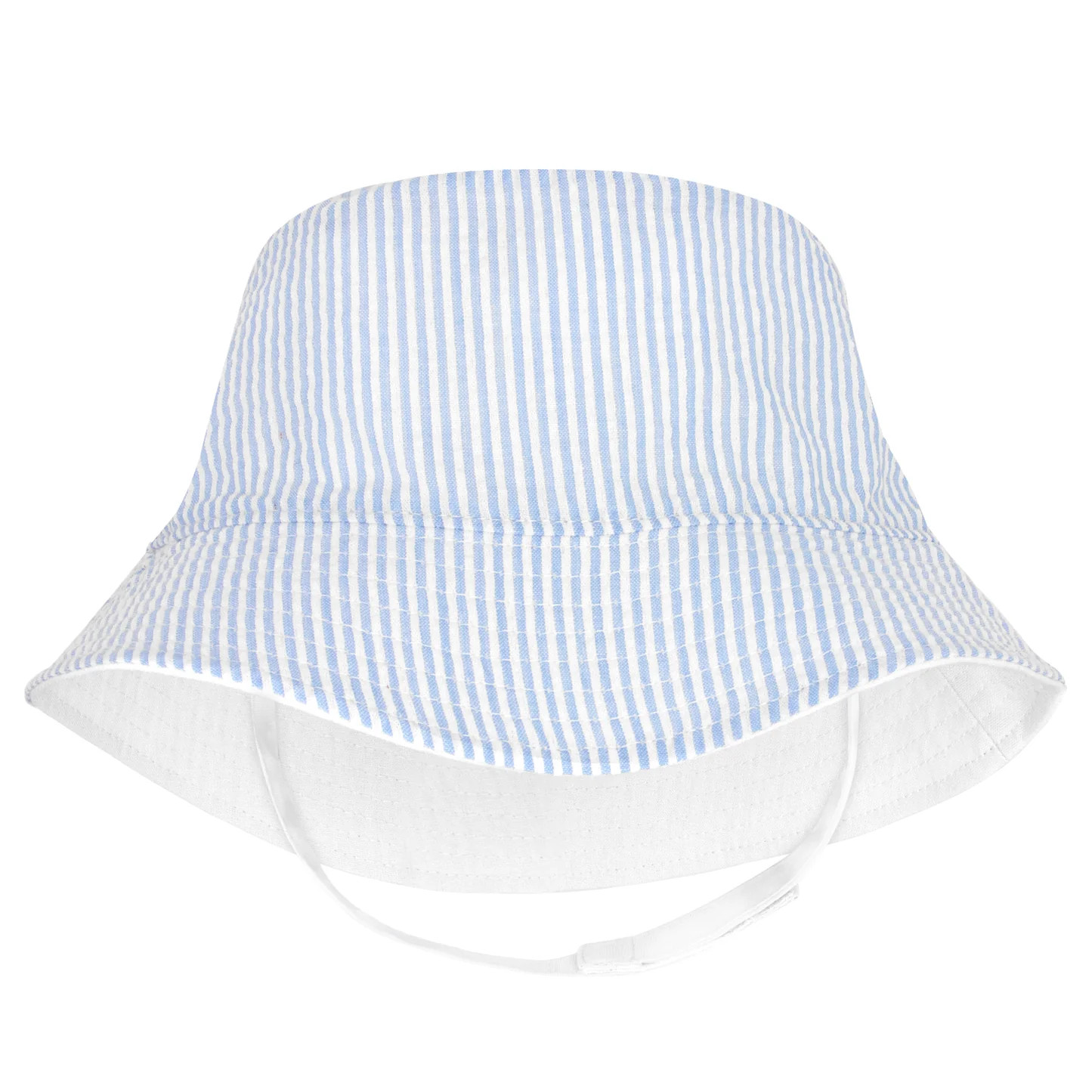 Reversible Seersucker Sun Hat - Light Blue | JoJo Mommy