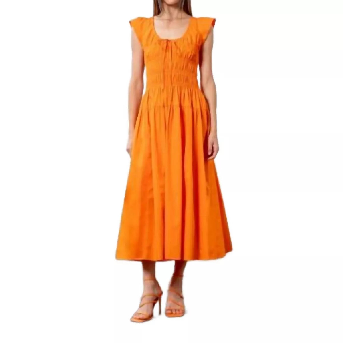 Women's Ruffle Sleeve Shirred Midi Dress - MOON RIVER | Target