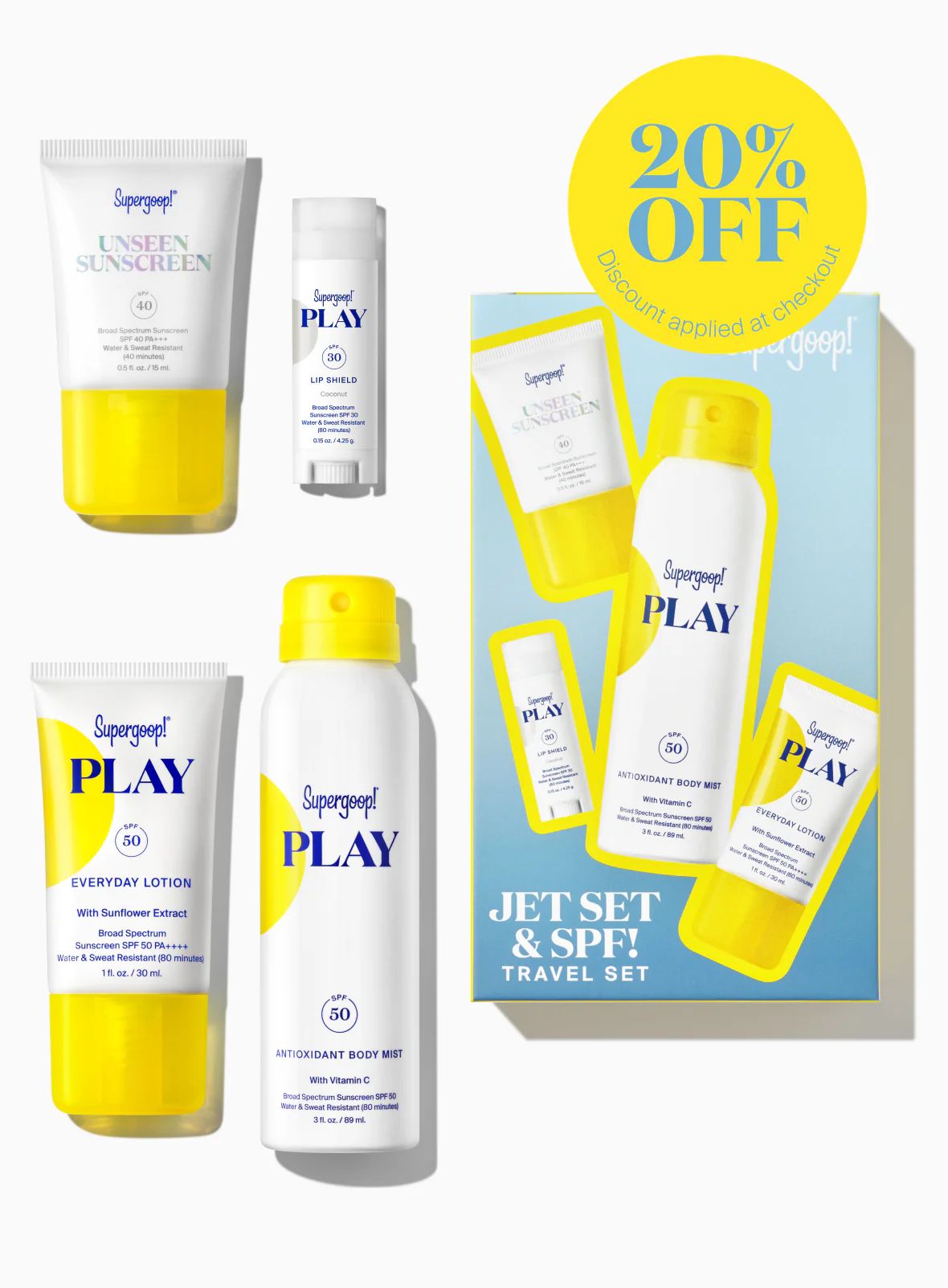 Jet Set & SPF! Travel Set | Supergoop