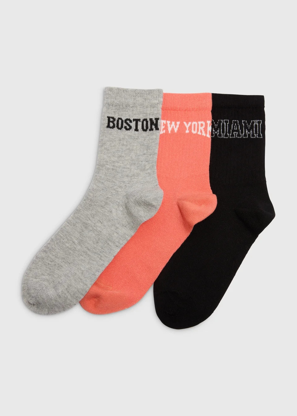 Girls 3 Pack Multicolour Collegiate Ankle Socks (2-12yrs) | Matalan (UK)