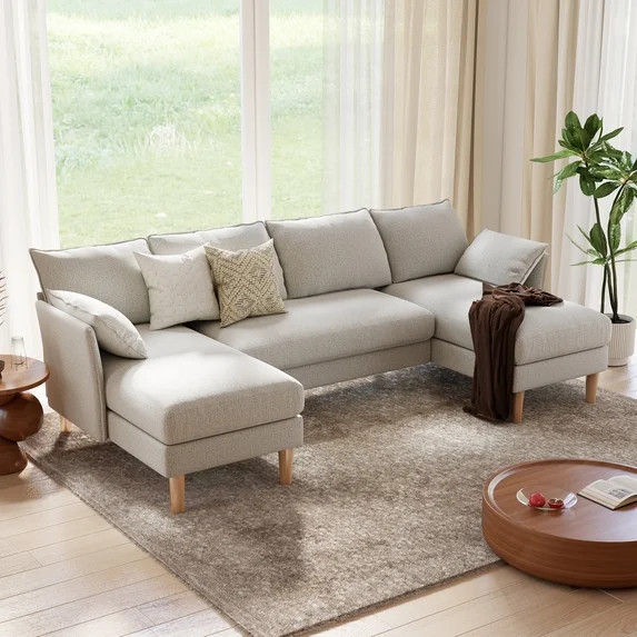 BedLuxury 100" U-Shape Sectional Sofa with Chaise, Chenille Modern Couch with High Legs for Livin... | Walmart (US)