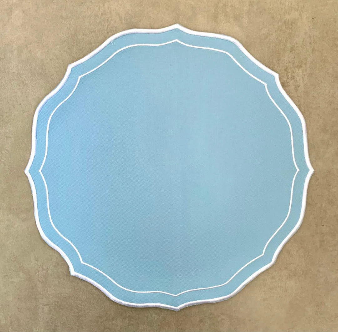 Round Placemats, Scalloped Edge, Easy Care, Light Blue, Set - Etsy | Etsy (US)