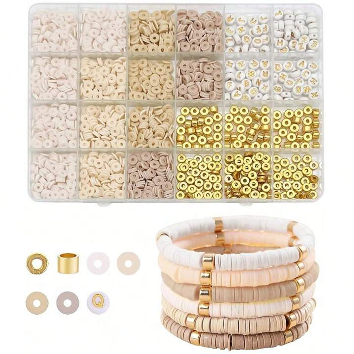 1 Box 2064pcs 6MM Polymer Clay Beads For Bracelet Making Kit For Girls Adults 4 Colors Clay Beads... | SHEIN