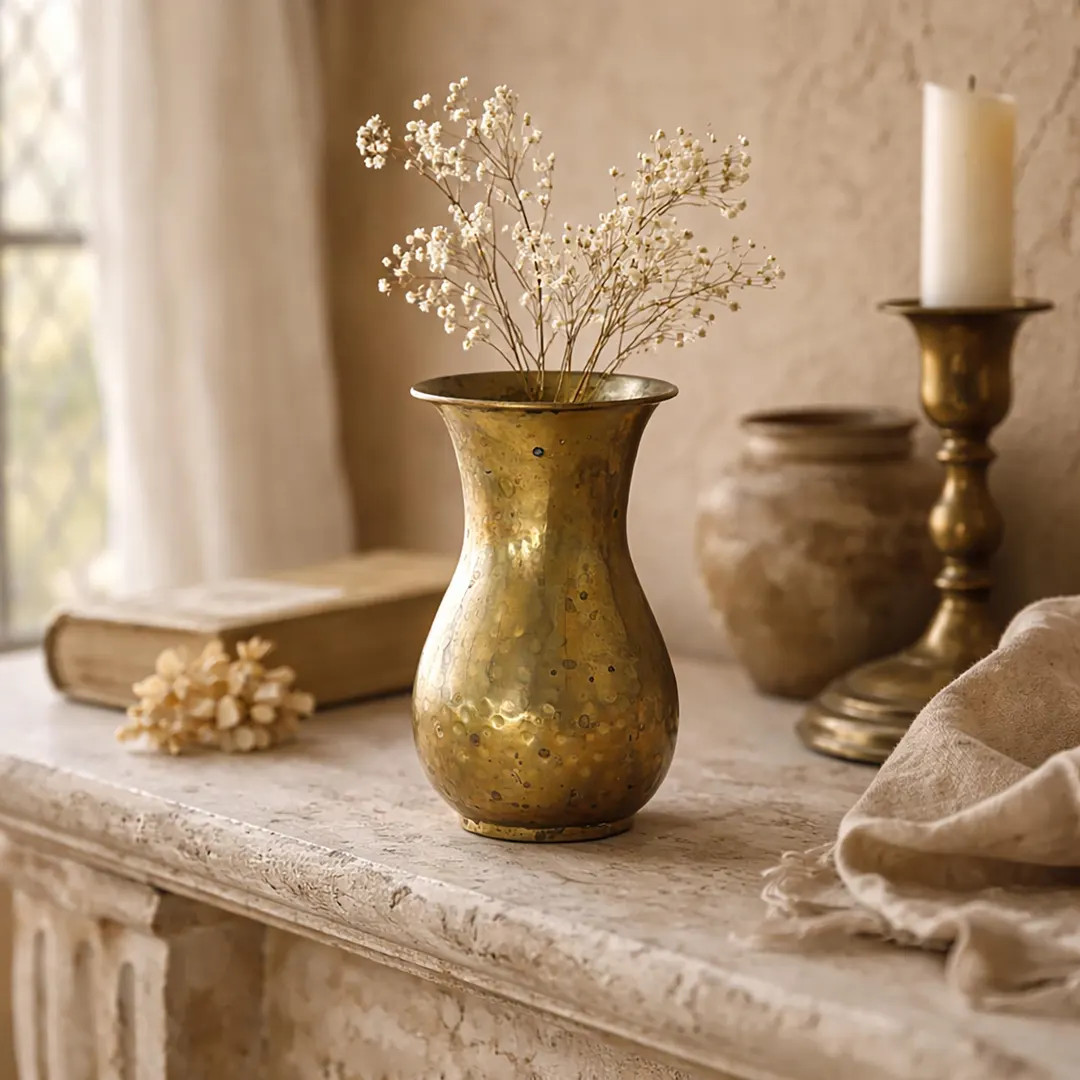 Vintage Hammered Brass Vase Small Mid Century Bud Vase Rustic Decor | Etsy (US)