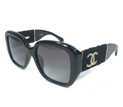 Chanel Sunglasses 5512-A c.622/S6 Polished Black Tweed Asian Fit Frame 55-19-140 | eBay US