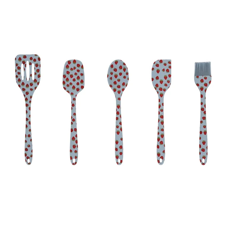 Just Feed Me by Jessie James Decker 5-Piece Silicone Kitchen Gadget Set, Strawberry - Walmart.com | Walmart (US)