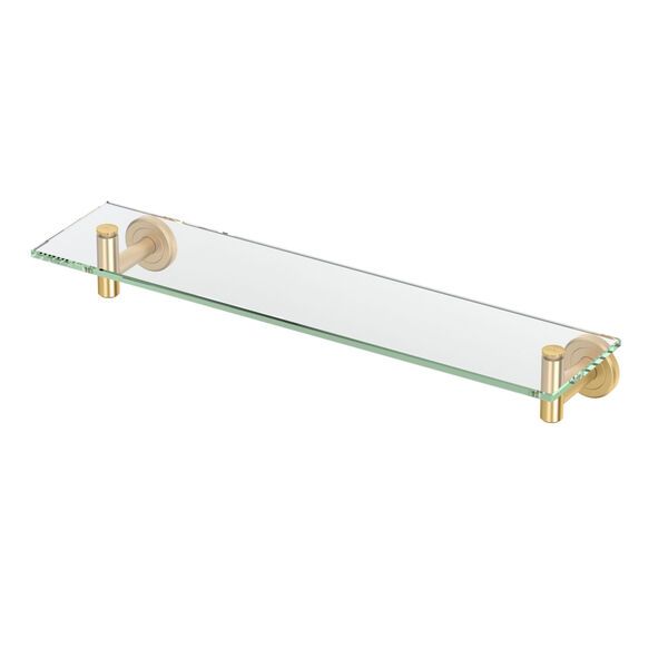Latitude II Brushed Brass 20-Inch Glass Shelf | Bellacor