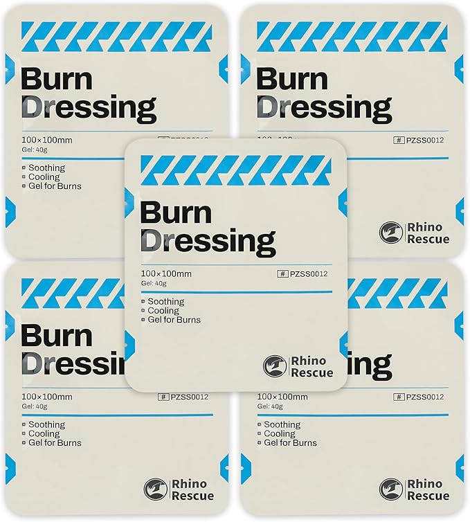 Rhino Rescue 5 Pack 4" X 4" Burn Dressing, Burn Gel Cooling Soothing Cream Relief Burn First Aid ... | Amazon (US)