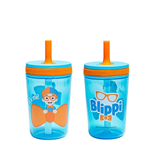 Zak Designs Blippi Kelso Toddler Cups For Travel or At Home, 15oz 2-Pack Durable Plastic Sippy Cups With Leak-Proof Design is Perfect For Kids (Blippi) | Amazon (US)