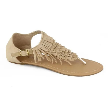 Chatties Womens Fringe Thong Sandal (Tan 9/10) | Walmart (US)