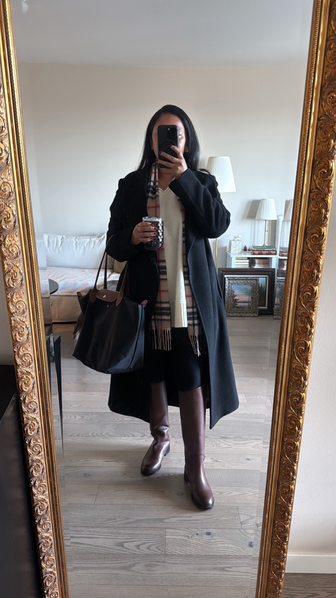 Cozy-chic Spring workwear outfit in cashmere over-sized knit, black leggings, and brown boots. 

#LTKWorkwear #LTKootd #LTKPetite
