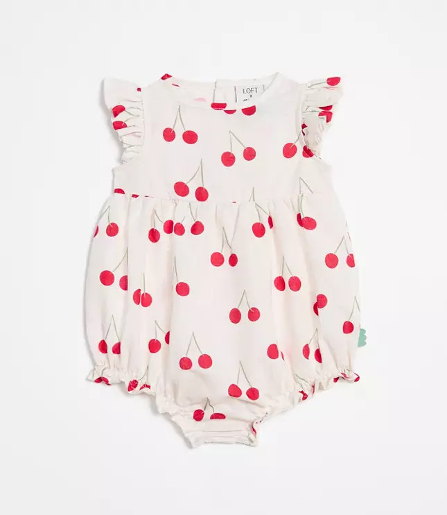 LOFT x Mon Coeur Linen Cherry Romper | LOFT