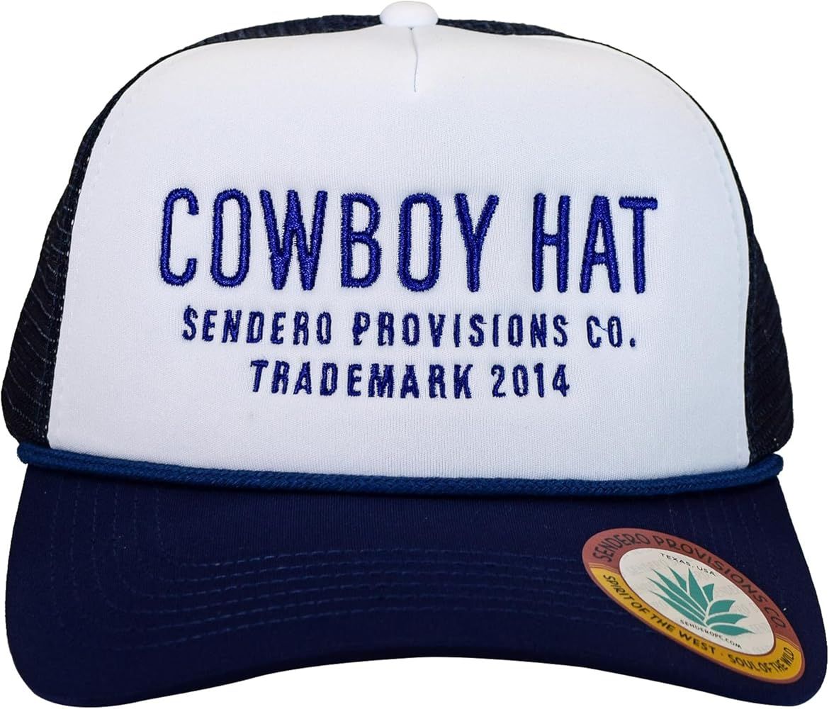Sendero Provisions Co. Cowboy Hat Embroidered Logo Snapback Trucker Cap One Size (Blue/White) | Amazon (US)