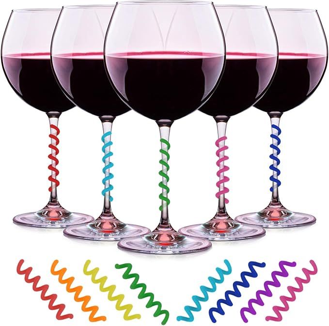 Wine Glass Charms Set of 8 Silicone Drink Markers for Cocktails, Martinis, Champagne Flutes and M... | Amazon (US)