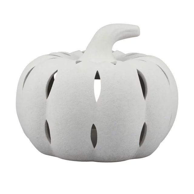 Better Homes & Gardens Medium Flameless Pumpkin Candle Holder, White, Ceramic | Walmart (US)