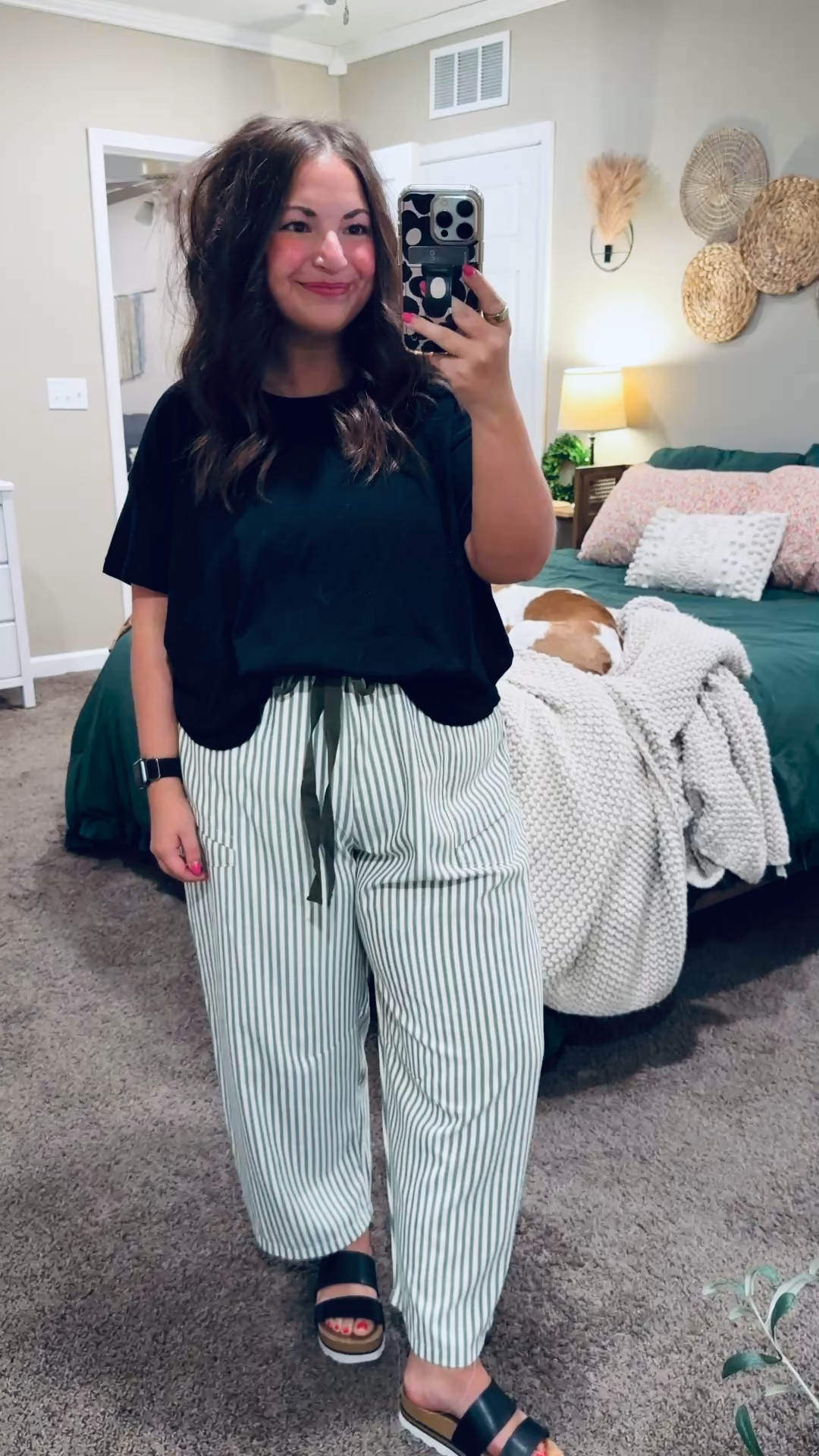 Striped pants have become my favorite for spring 🌷🤍 Light, breezy, and such an easy way to add a little pattern to your everyday look. Pair with a simple tee or lightweight sweater and you’re set.

sandals: fit true to size // wearing a 5
pants: fit true to size // wearing a large
tee: fits true to size // wearing an XL (kind of a boxy cropped fit) 

 

#LTKootd #LTKMidsize #LTKWorkwear