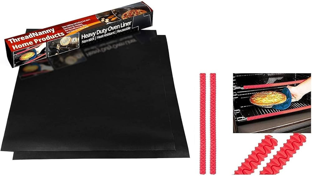 2 Pack Non Stick Large Oven Liner & Silcone Rack Shield Protectors Edge Liner Cover | Amazon (US)