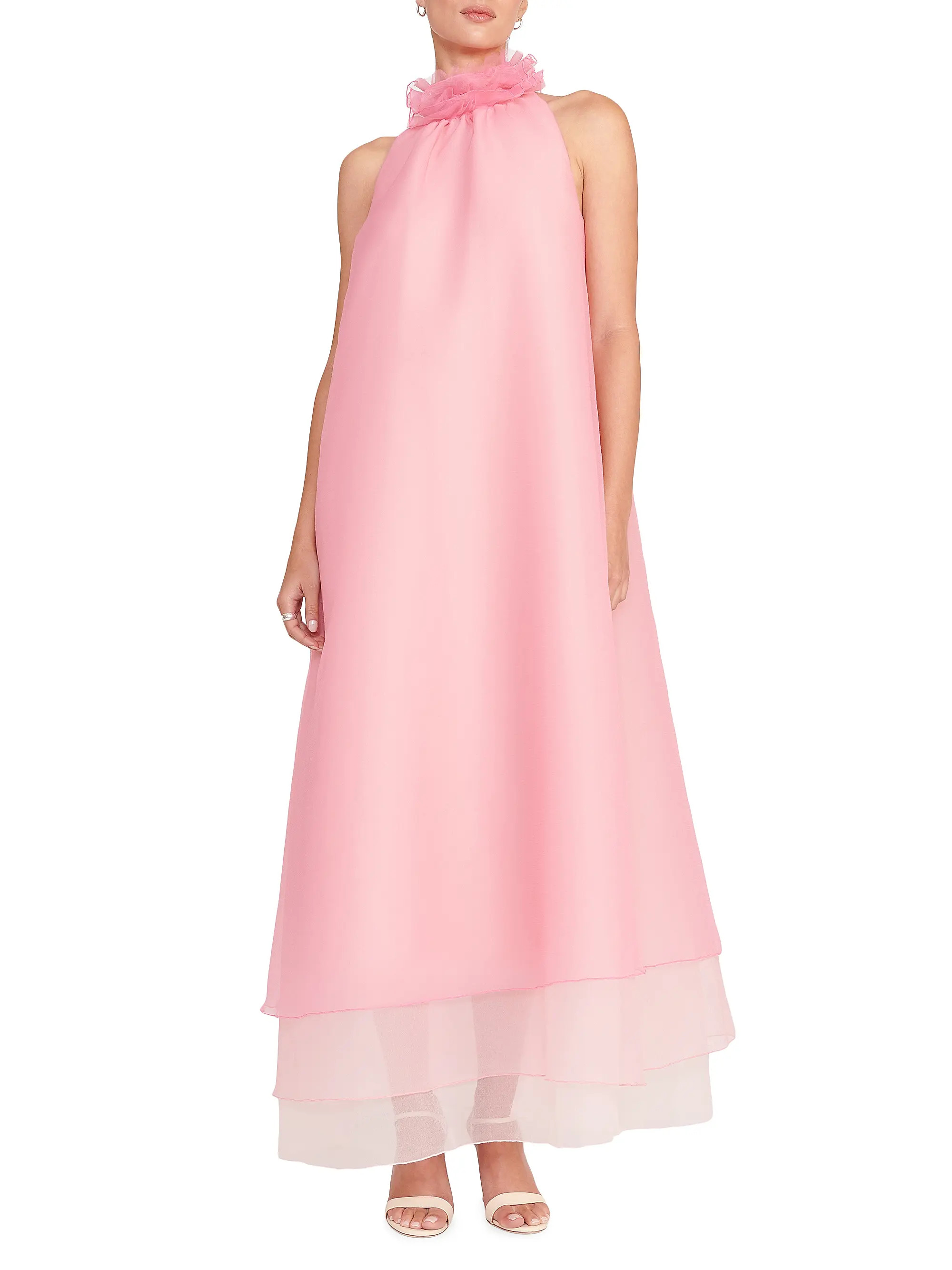 Shop Staud Oleander Organza Halter Dress | Saks Fifth Avenue | Saks Fifth Avenue
