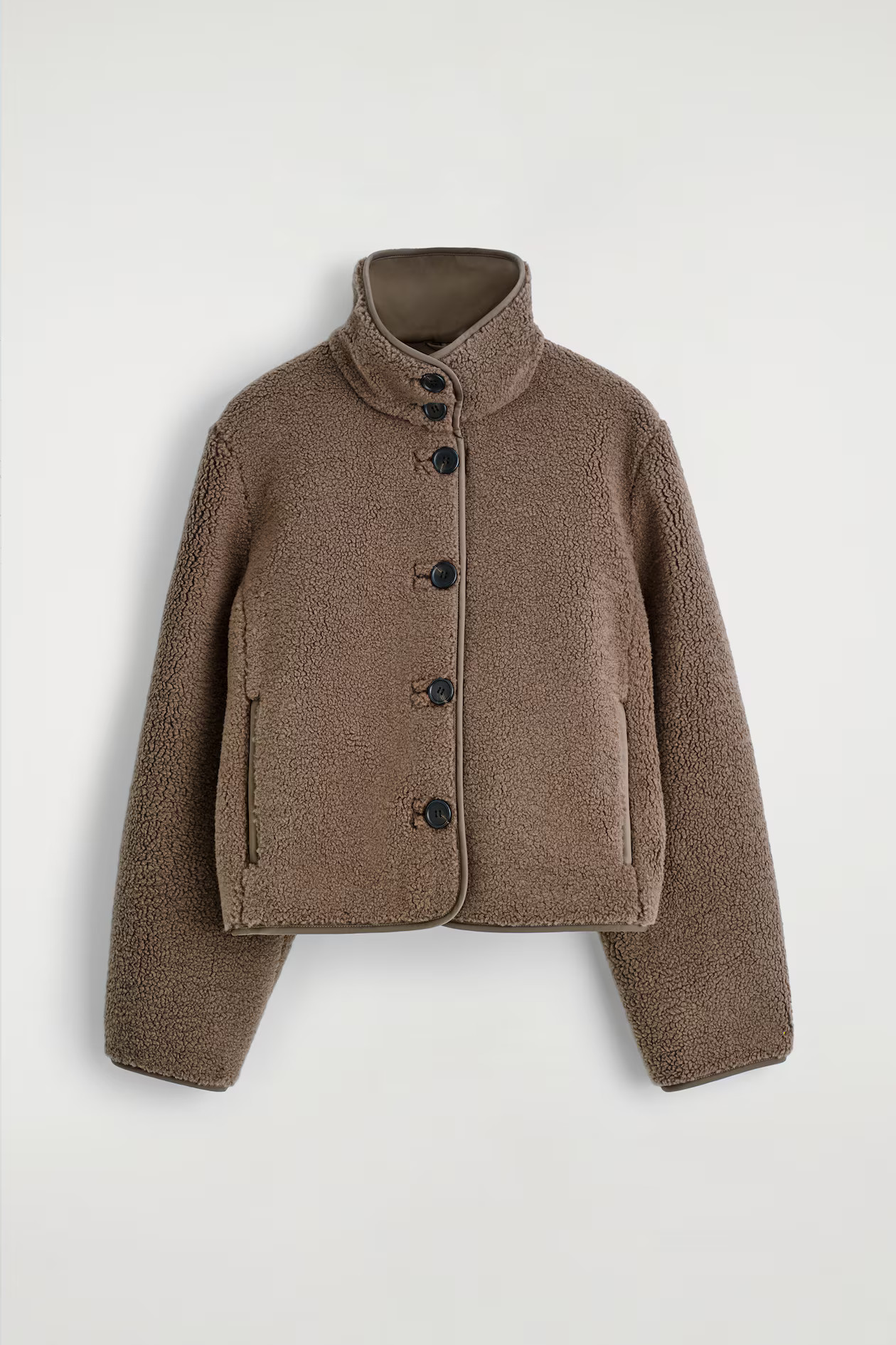 FUNNEL-NECK TEDDY JACKET - BROWN | COS GB | COS UK