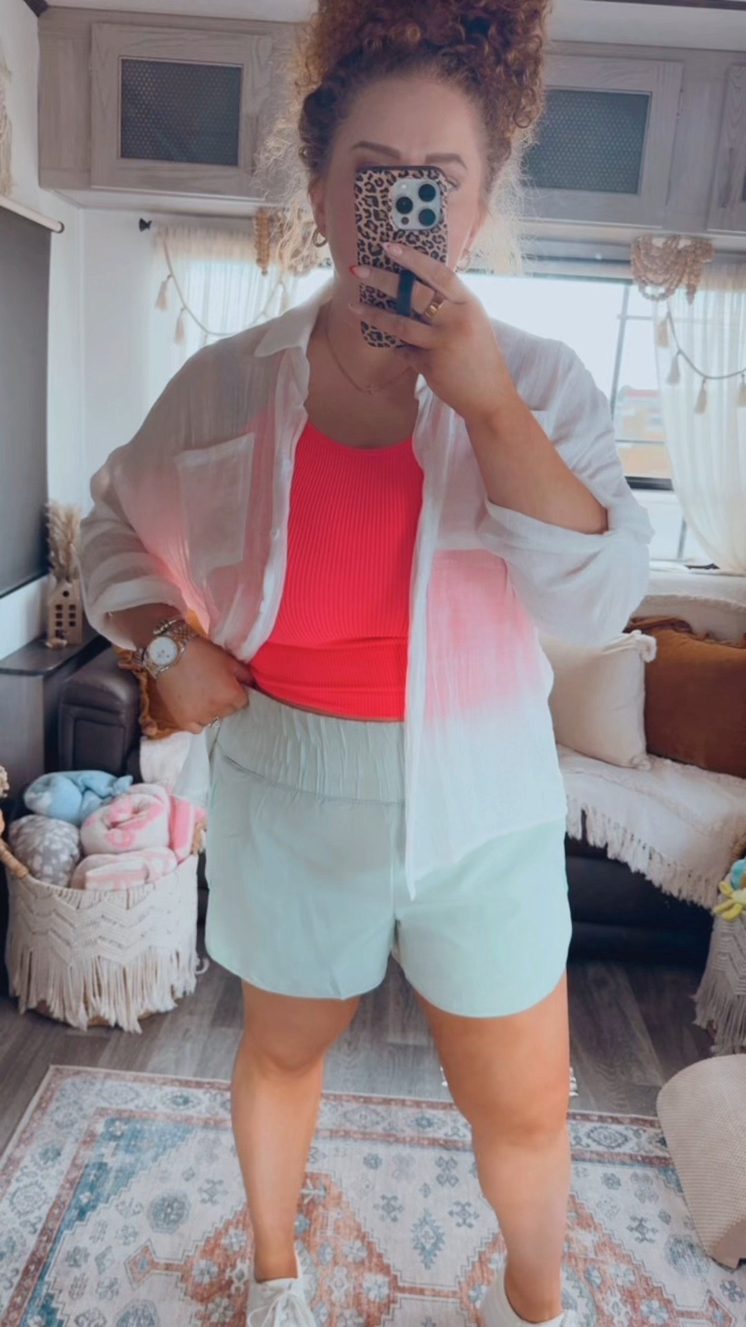 Sporty spring energy lately 🌸☀️ Lightweight layers, easy movement, and pieces that work from morning coffee runs to afternoon walks. this has been my go to combo when I want something comfy but still cute for warmer days 🤍 sporty spring outfit | spring athleisure | casual spring outfit | sporty chic outfit | athletic shorts outfit | green athletic shorts | pink tank outfit | sheer button down outfit | lightweight spring layers | spring layering outfit | comfy cute outfit | everyday casual style | spring outfit ideas | warm weather outfit | white sneakers outfit | platform sneakers outfit | off duty model style | effortless spring style | amazon fashion finds | amazon spring outfit | amazon athleisure | casual weekend outfit | vacation casual outfit | travel day outfit | spring break outfit | active lifestyle outfit | relaxed spring fashion | sporty girl aesthetic | cute athleisure outfit | spring street style

#LTKSaleAlert #LTKgrwm #LTKootd