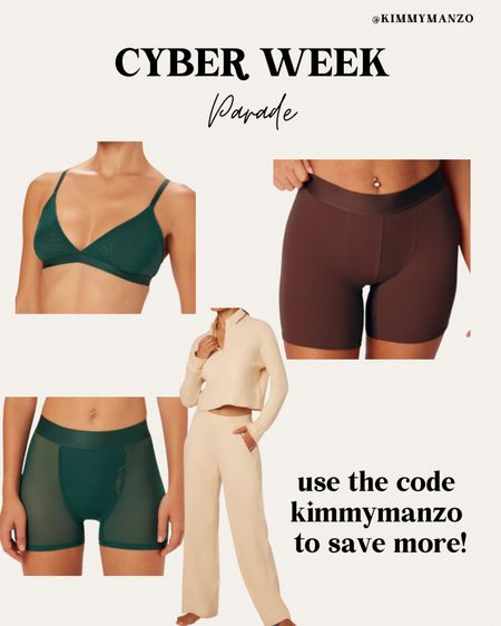 Parade Black Friday sale! 40% off the entire site with some lightning deals at 80% off. Use the code Kimmymanzo to save even more! 

Loungewear 
Lingerie 
Sleep wear
Bralette 

#LTKCyberWeek #LTKplussize #LTKsalealert