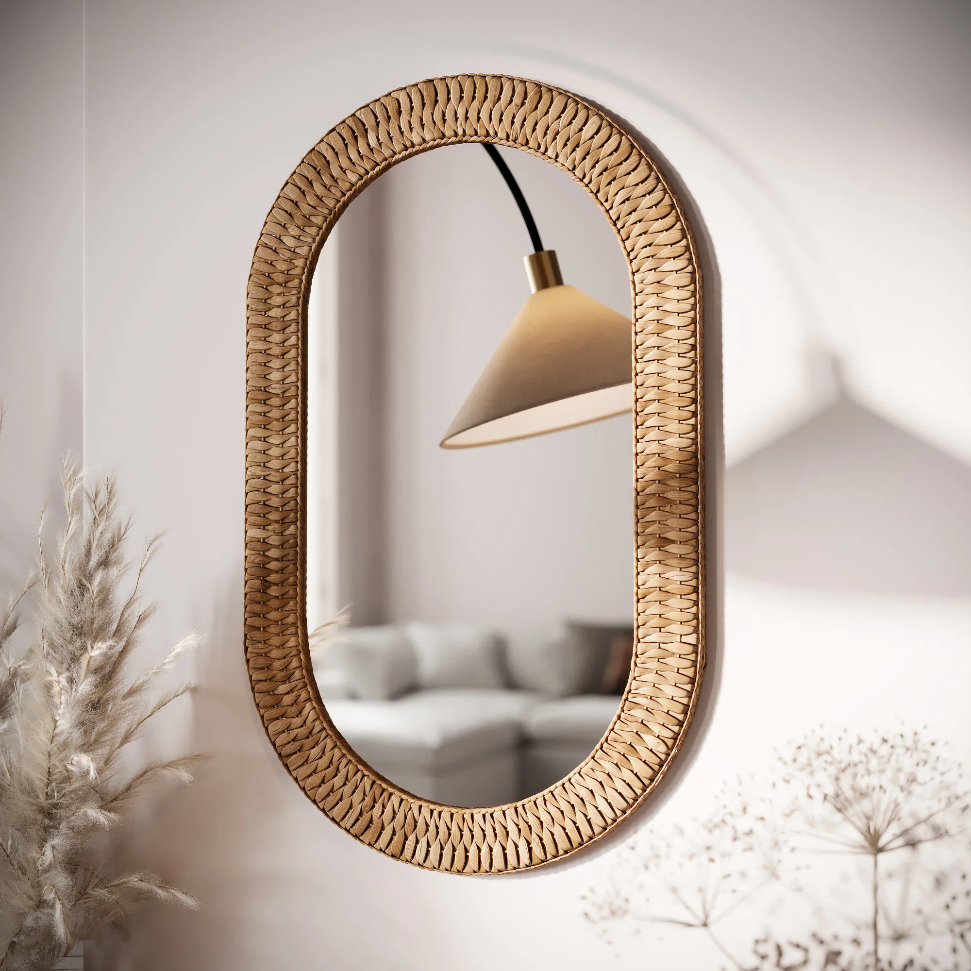 Amtul Grass Rattan Boho Wall Mirror | Wayfair North America