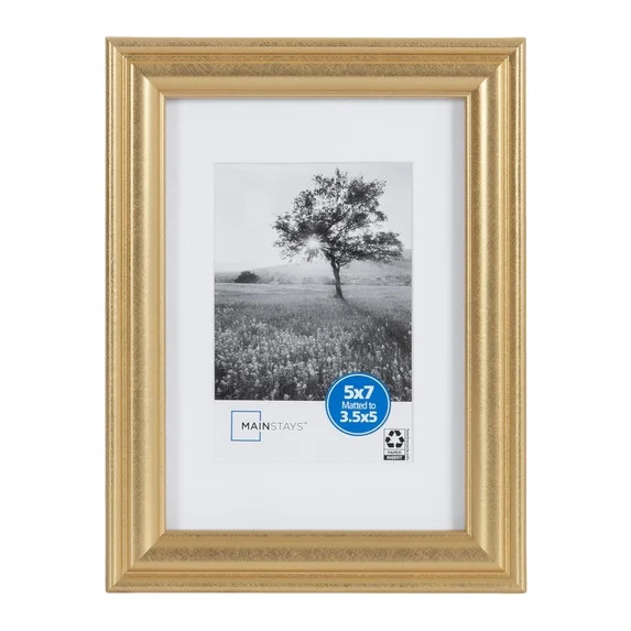 Mainstays – 5x7 Picture Frame – Gold Traditional Program Tabletop Photo Frame | Walmart (US)