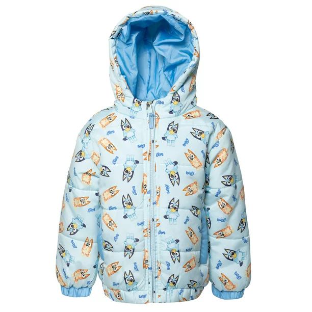 Bluey Bingo Little Boys Zip Up Winter Coat Puffer Jacket Toddler to Big Kid | Walmart (US)