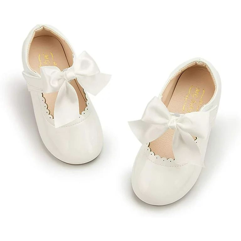 Meckior Toddler Dress Girls Shoes Mary Jane Bowknot Soft Sole Princess Shoes for Little Kids | Walmart (US)