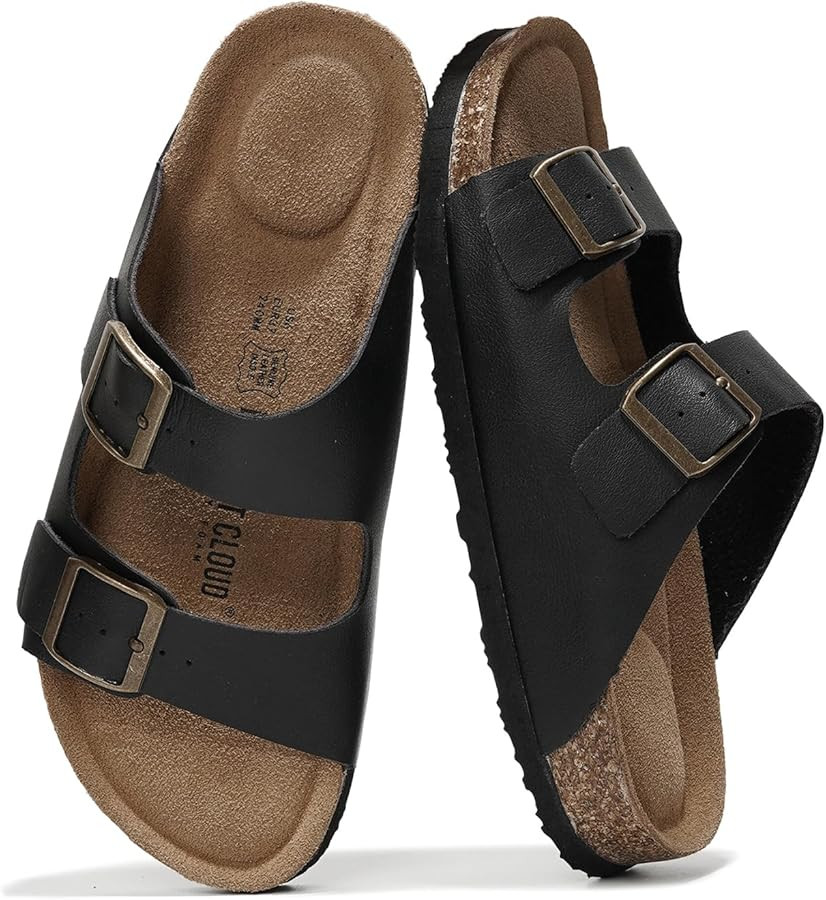 Sandals Women Genuine Leather - Memory Foam Summer Slippers & Beach Sandals for Women 2024, Open ... | Amazon (US)