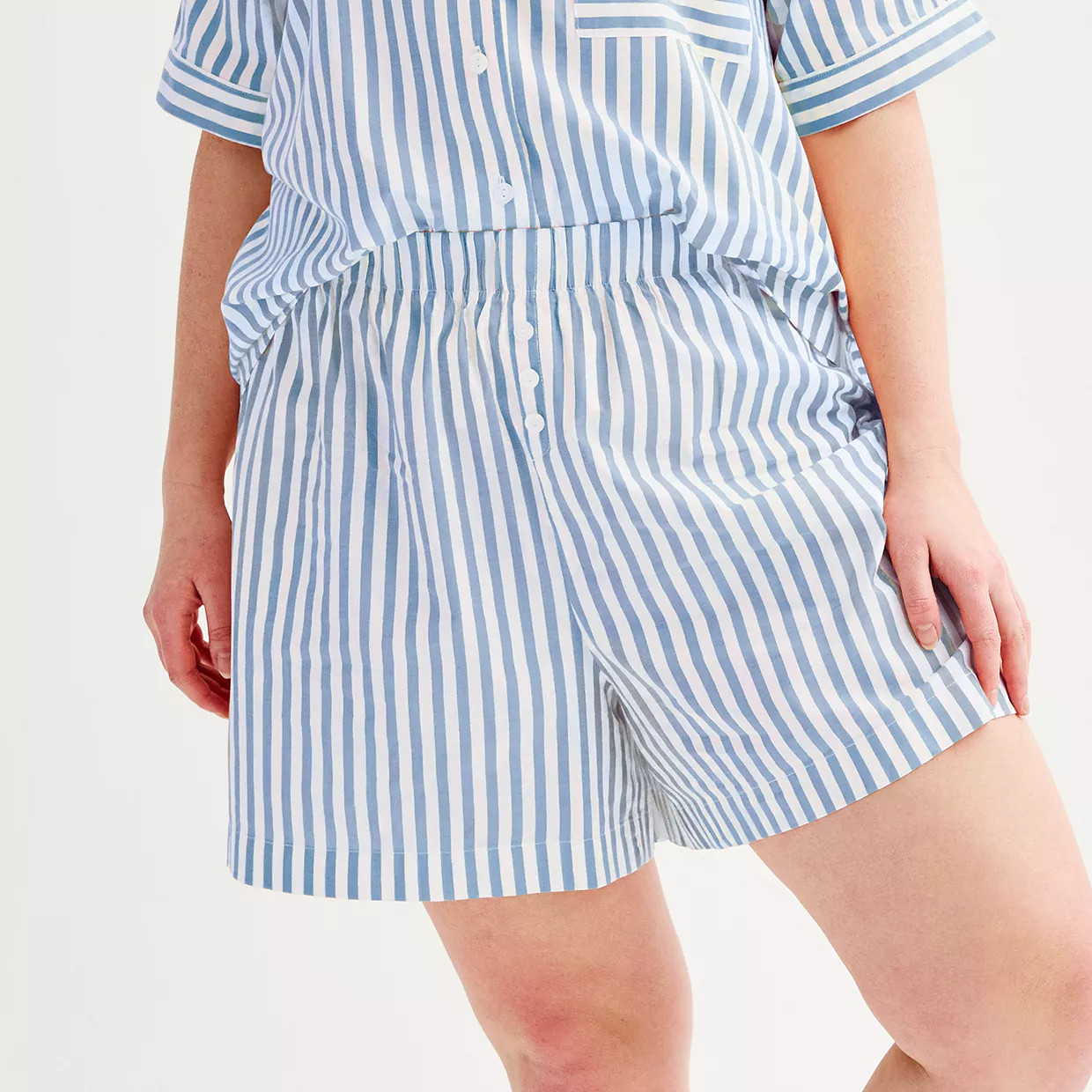 Plus Size Sonoma Goods For Life® Striped Poplin Boxer Pajama Shorts | Kohl's