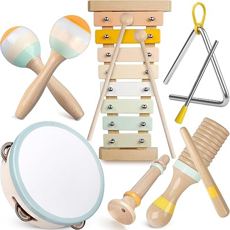 Baby Musical Instruments - Montessori Musical Toys for Toddlers 1-3, Neutral Colors Wooden Percus... | Amazon (US)