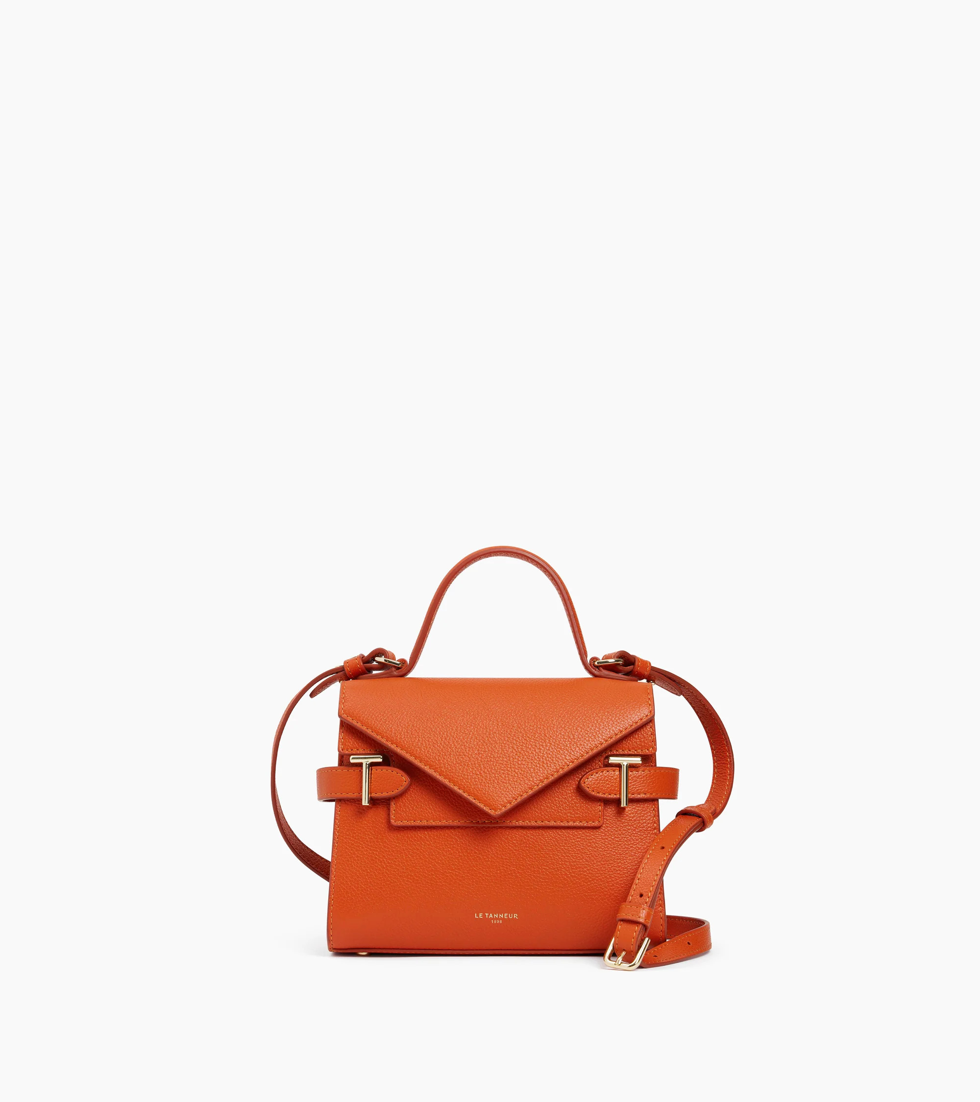 Emilie small handbag with double flap in grained leather | Le Tanneur