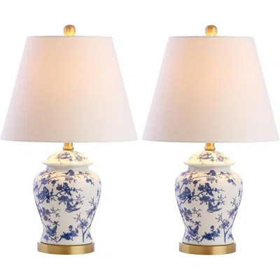 Set Of 2 Chinoiserie Table Lamps - Blue/White Cottage Style For Living Room | Wayfair North America