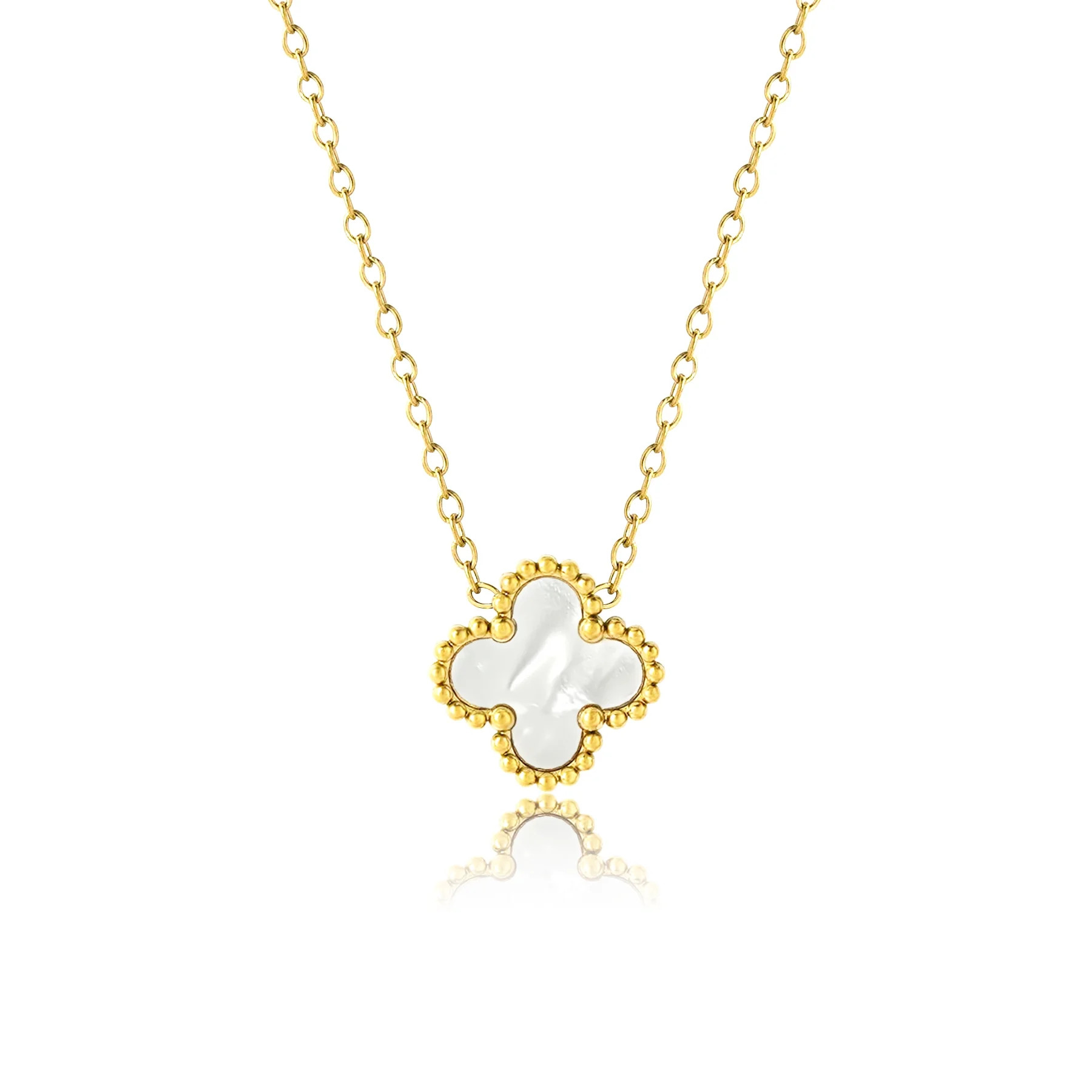 JeenMata White Flower Pendant Necklace in Yellow Gold Plated | Walmart (US)