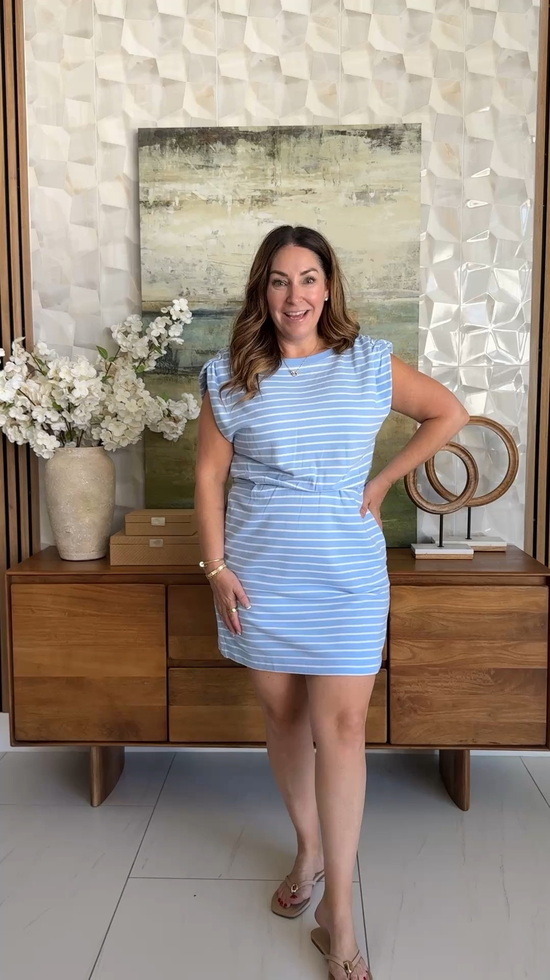 @loft Striped dress — soft jersey, side pockets, self-tying waist, errands-to-lunch perfection! 

True to size wearing large

#LTKmomlife #LTKOver40 #LTKSaleAlert
