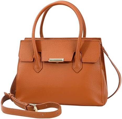Women's Classic Genuine Leather Satchel Bags, Elegant Vintage Top-Handle Shoulder Bag Business Da... | Amazon (US)
