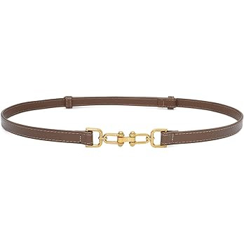 Wovanoo Skinny Leather Belt for Women Adjustable Thin Waist Belts Retro Waistband for Dresses | Amazon (US)
