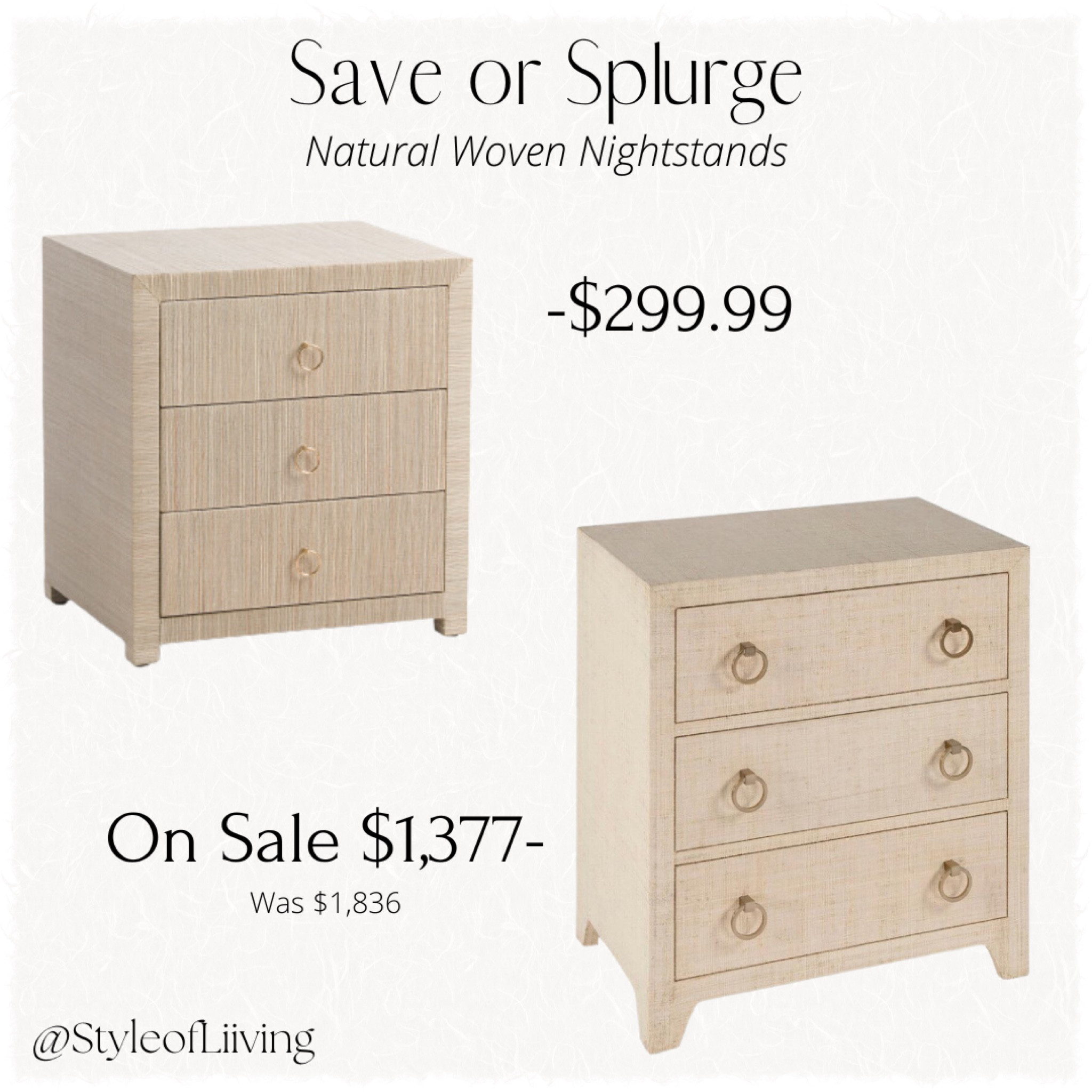Save or splurge. 3 drawer woven nightstand natural, gold tone hardware wood, TJ Maxx find! Modern classic natural raffia solid wood 3 drawer chest nightstand from Kathy Kuo Home! Bedroom furniture. High budget low budget.

#LTKhome #LTKsalealert #LTKstyletip