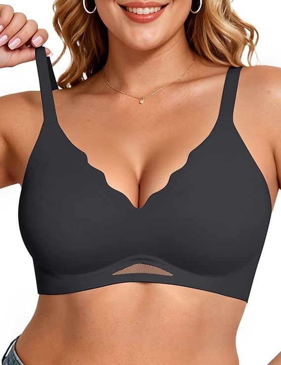 Vertvie Bras for Women Wireless Comfortable Push Up Bra Scalloped Seamless Full Coverage No Under... | Amazon (US)