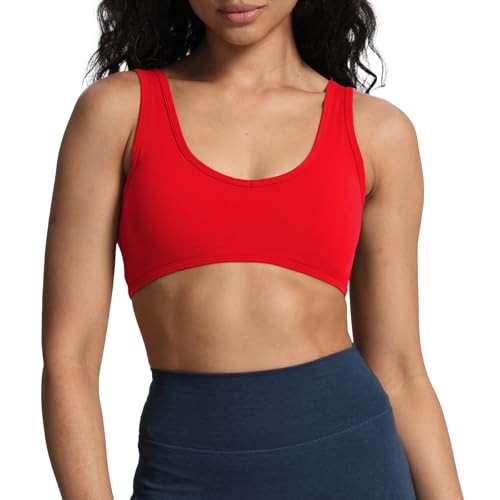 Aoxjox Women's Workout Sports Bras Basic Baddie Fitness Backless Training Gym Bra Yoga Crop Tank Top (Racing Red, X-Large) | Amazon (US)
