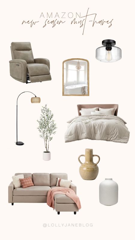 Amazon new season must-haves for home decor! 

This season is all about the HOME DECOR! We love to mix and match fun pieces, so we hope you guys love these finds! This beautiful recliner is perfect to match any esthetic in any living space. I love this bedding that pairs perfectly with this couch, and this beautiful tall floor lamp with the wicker cover. Fake plants are always a must, and same with the planter pots. This fun wooden mirror, and this beautiful black ceiling lamp are so stinkin fun! 

#LTKSeasonal #LTKstyletip #LTKhome