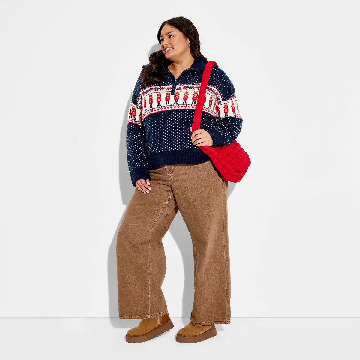 Women's Polo Collar Quarter Zip Novelty Pullover Sweater - Wild Fable™ | Target