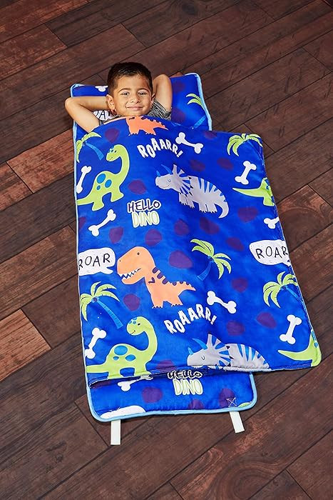 EVERYDAY KIDS Nap Mat with Removable Pillow - Roarin' Dinos - Carry Handle with Straps Closure, R... | Amazon (US)