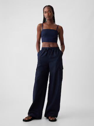 Mid Rise Linen-Cotton Pull-On Cargo Pants | Gap (US)