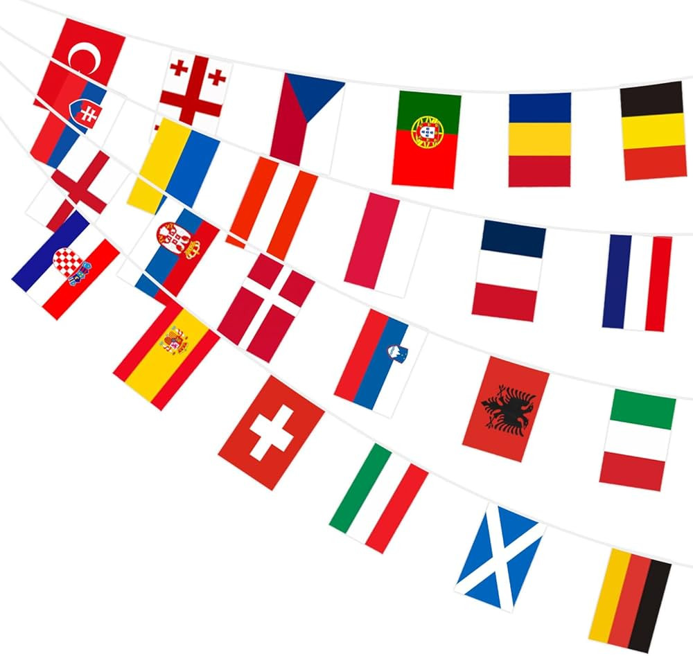 AhfuLife Euro 2024 Flags Banner, 24 Nations Double Sides Fabric European Flags Bunting for Euro 2... | Amazon (US)