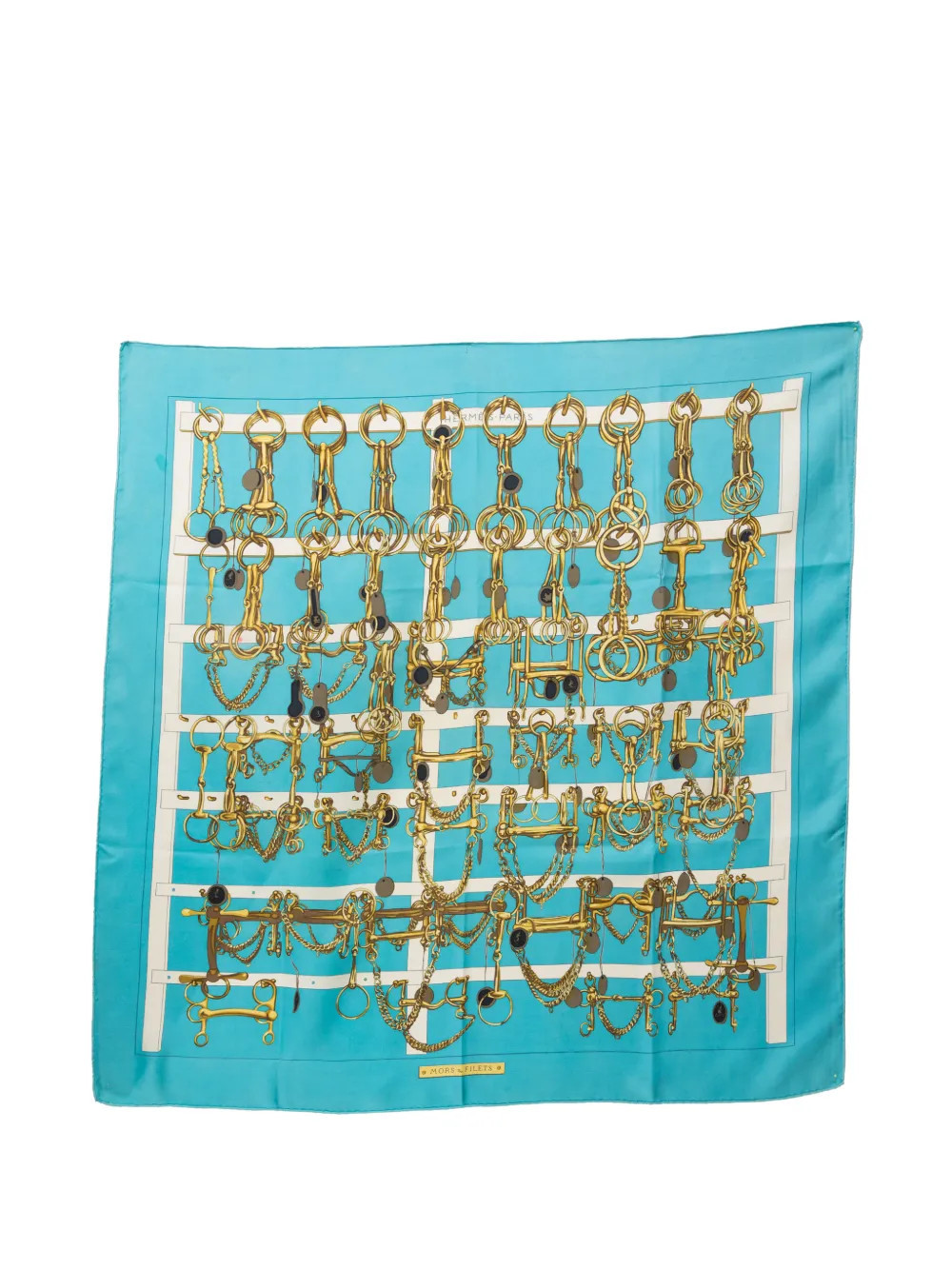 Hermès Pre-Owned 1966 Mors et Filets silk scarf - Blue | Farfetch Global