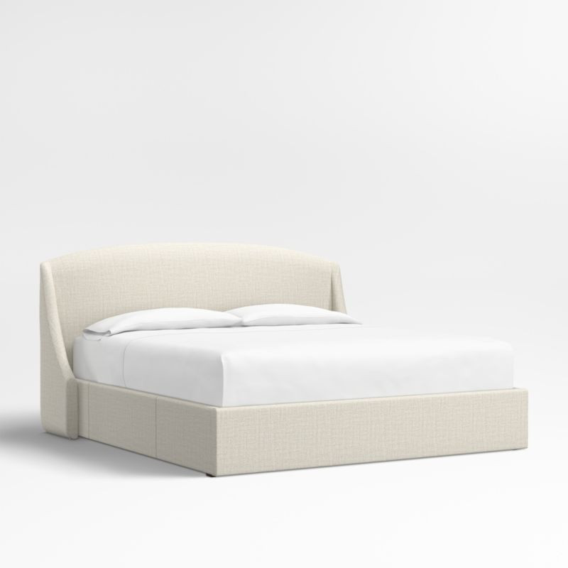 Lafayette 48" Weave Natural Beige Upholstered King Headboard with Storage Bed Base + Reviews | Cr... | Crate & Barrel