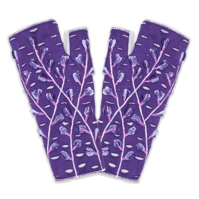 Feelgoodz Azalea Fingerless Gloves – Fleece-Lined & Handcrafted Ube | Target